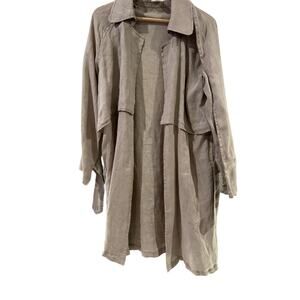 Artisan NY Neutral Tan Linen Open Front Duster Size Medium